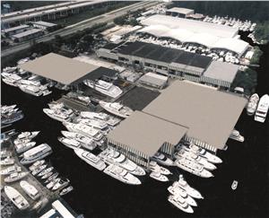 Bradford Fort Lauderdale's 11,000 linear feet of covered in-water dockage. Photo courtesy of Bradford Marine.