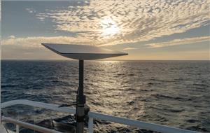 A Starlink terminal on board Hurtigruten Expeditions' battery-hybrid powered MS RoaldAmundsen. (Photo: Oscar Farrera / Hurtigruten Expeditions)