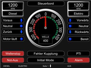 This screen design is customized for diesel-electric application. Any information and signals collected and transmitted by Emerson’s AVENTICS Marex system can be sent via the Open Protocol Modbus TCP/IP to touch screens and main displays of the ship. (image courtesy of Emerson)