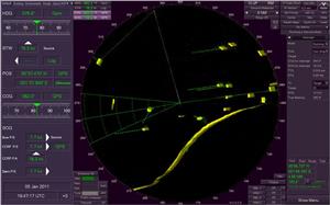 VisionMaster's Additional Military Layers include a Target Intercept feature which allows the operator to plan and execute intercept manoeuvres between one vessel and another. (Image: Sperry Marine)