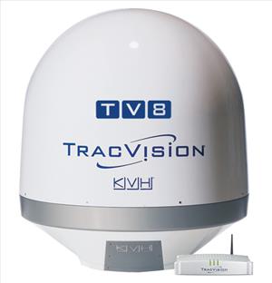TracVision TV8 marine satellite TV antenna system (Photo: KVH Industries)