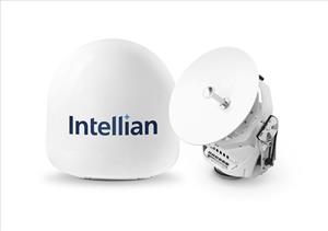 Intellian’s v45C antenna offers a compact VSAT solution for space-limited installations. Image: Intellian