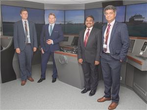 Left to right: Lars Lippuner, Head of Commercial Operations, Warsash School of Maritime Science and Engineering; Alex Ponomarev, Area Sales Manager, Wärtsilä; Muhammad Shafique, Senior Lecturer, Warsash School of Maritime Science and Engineering; Syamantak Bhattacharya, Dean, Warsash School of Maritime Science and Engineering (Photo: Wärtsilä)