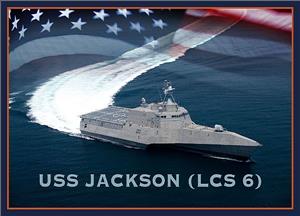 An artist rendering of the littoral combat ship USS Jackson (LCS 6). (U.S. Navy photo illustration by Jay M. Chu/Released)